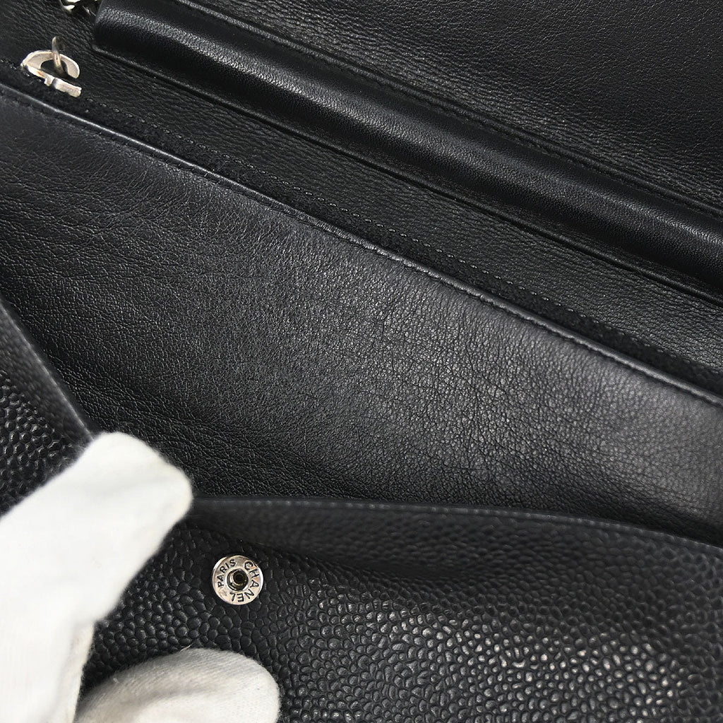 Chanel 2012 Black Caviar Skin Timeless WOC Wallet on Chain Shoulder Bag