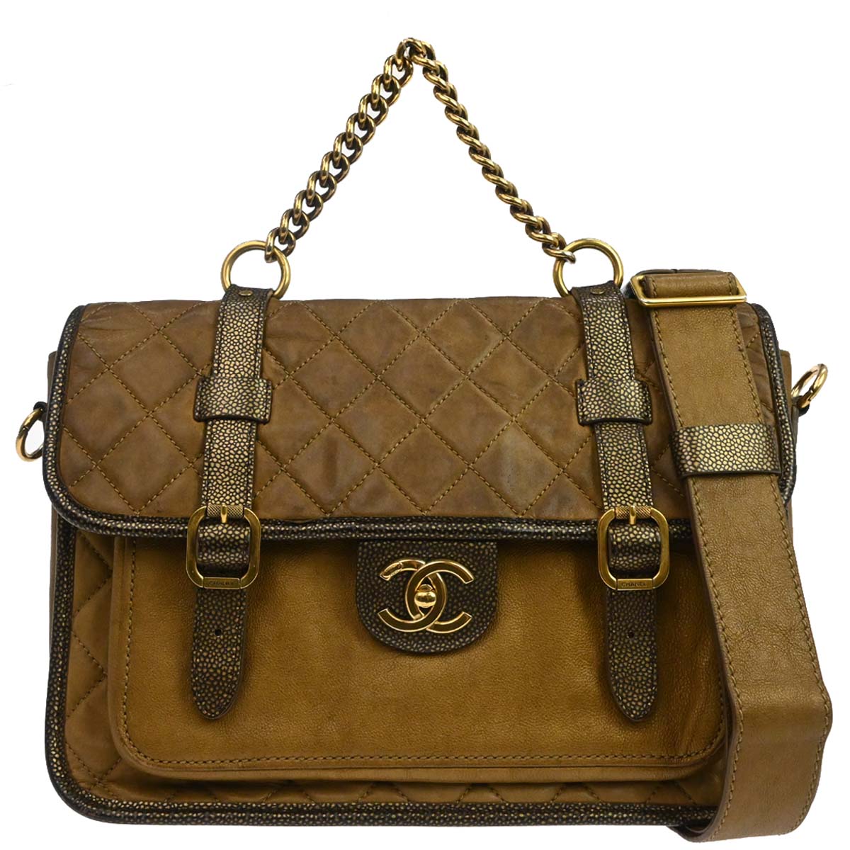 Chanel 2012-2013 Brown Calfskin Paris-Bombay Back to School Messenger 2way Shoulder Handbag