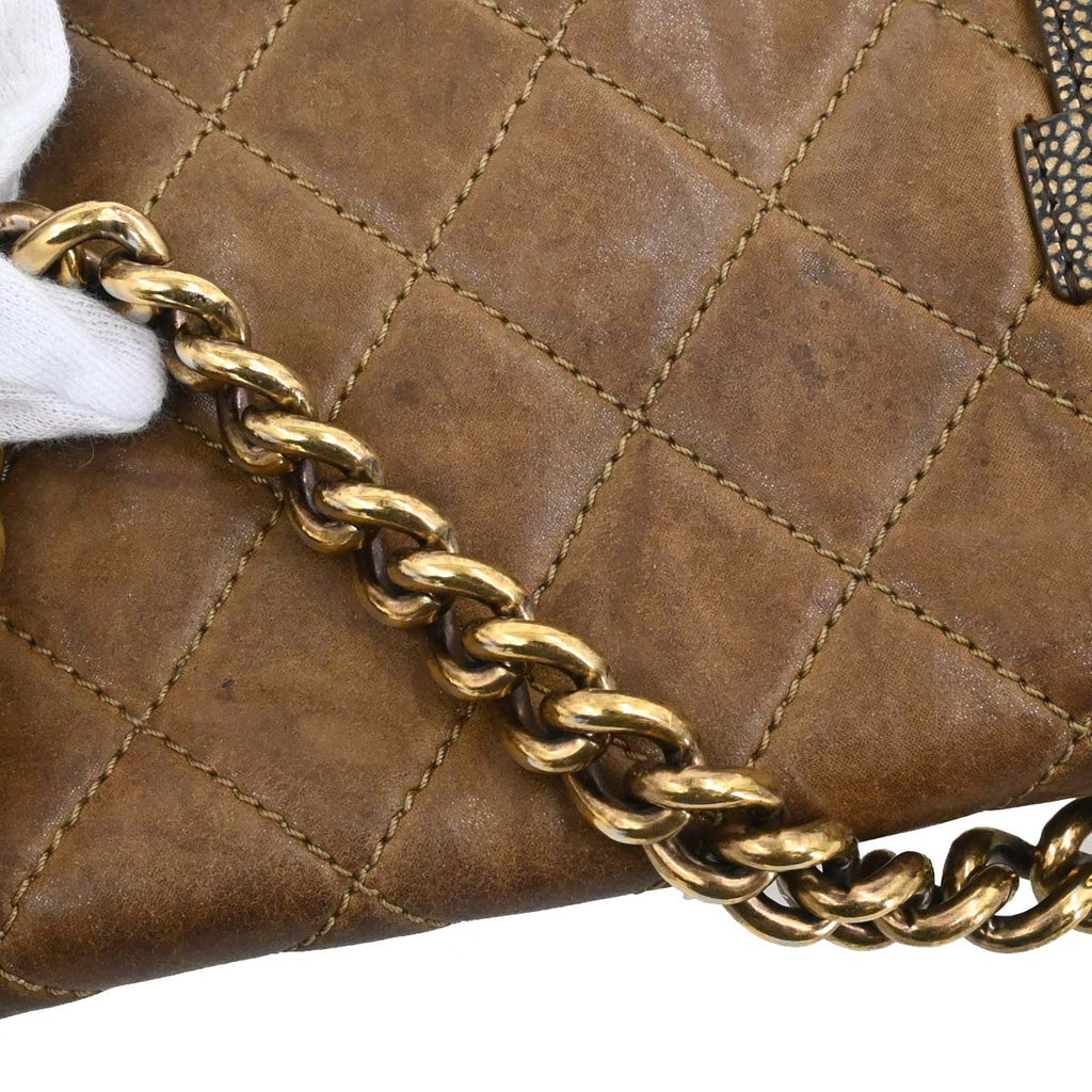 Chanel 2012-2013 Brown Calfskin Paris-Bombay Back to School Messenger 2way Shoulder Handbag