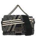 Chanel 2016-2017 Black Quilted Denim Medium Airlines Buckle 2way Shoulder Handbag