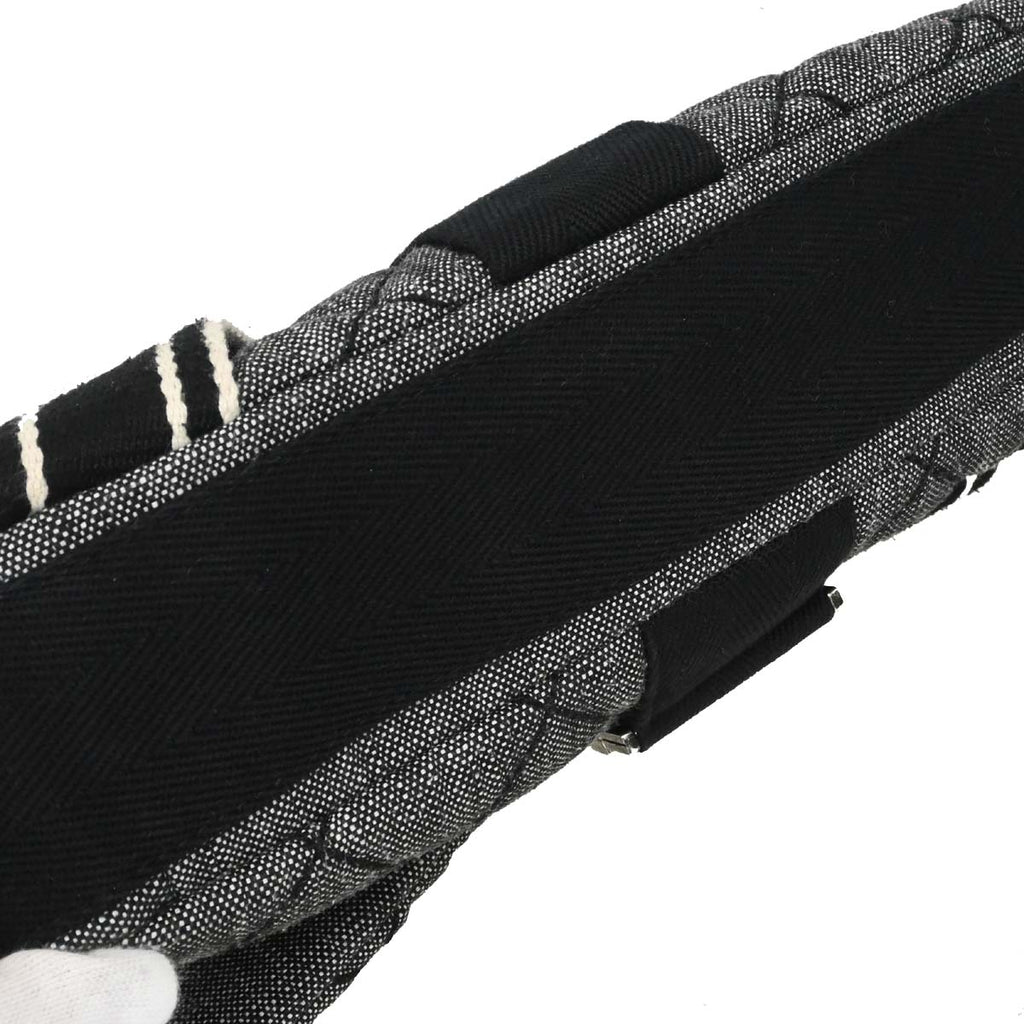 Chanel 2016-2017 Black Quilted Denim Medium Airlines Buckle 2way Shoulder Handbag