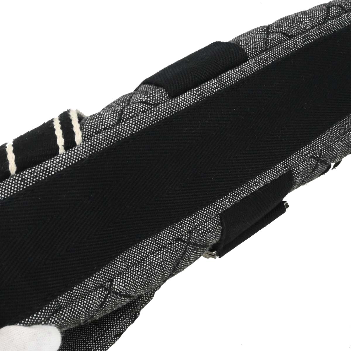 Chanel 2016-2017 Black Quilted Denim Medium Airlines Buckle 2way Shoulder Handbag