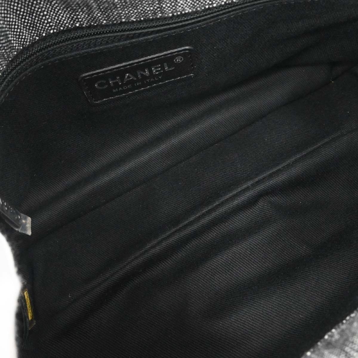 Chanel 2016-2017 Black Quilted Denim Medium Airlines Buckle 2way Shoulder Handbag