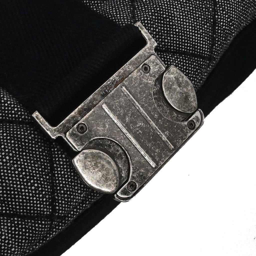 Chanel 2016-2017 Black Quilted Denim Medium Airlines Buckle 2way Shoulder Handbag