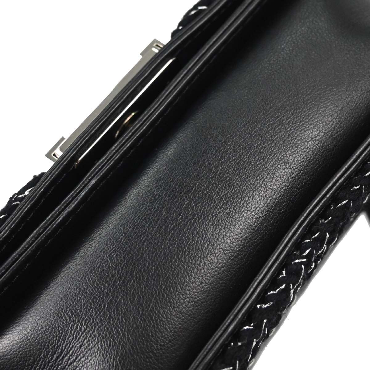 Boy Chanel 2017-2018 Black Lambskin Tweed Chevron Small Chain Shoulder Bag 167312