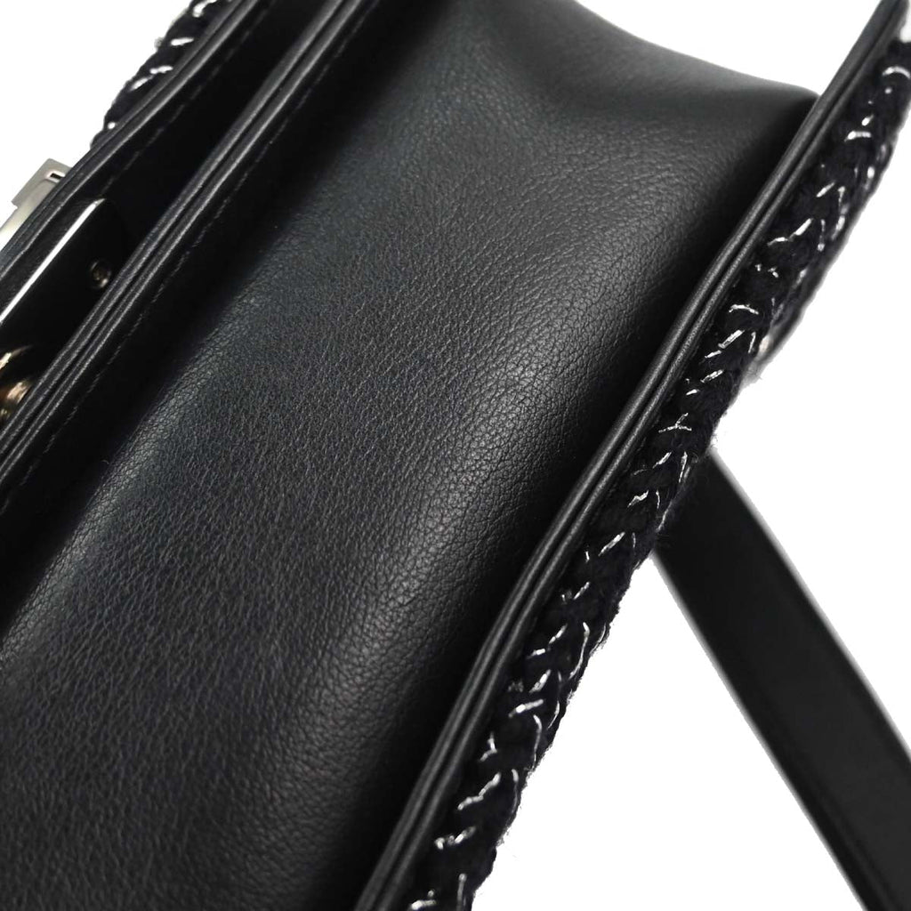 Boy Chanel 2017-2018 Black Lambskin Tweed Chevron Small Chain Shoulder Bag 167312