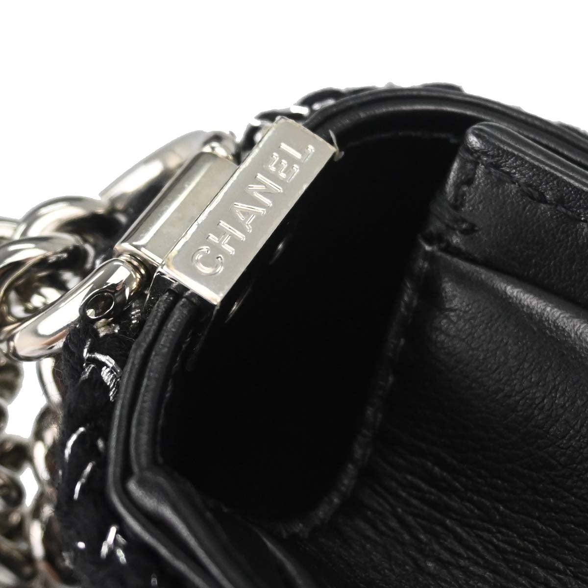 Boy Chanel 2017-2018 Black Lambskin Tweed Chevron Small Chain Shoulder Bag 167312