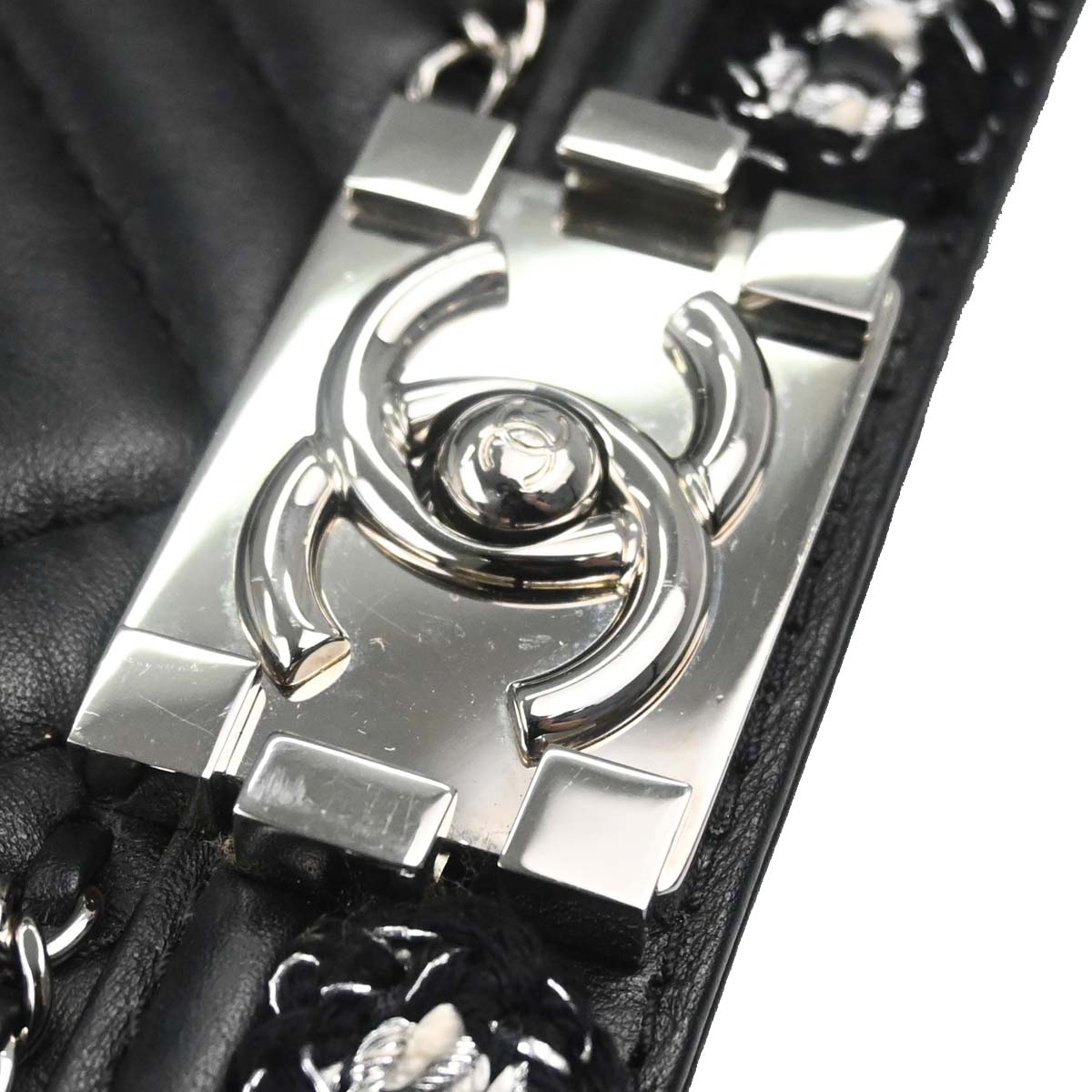 Boy Chanel 2017-2018 Black Lambskin Tweed Chevron Small Chain Shoulder Bag 167312