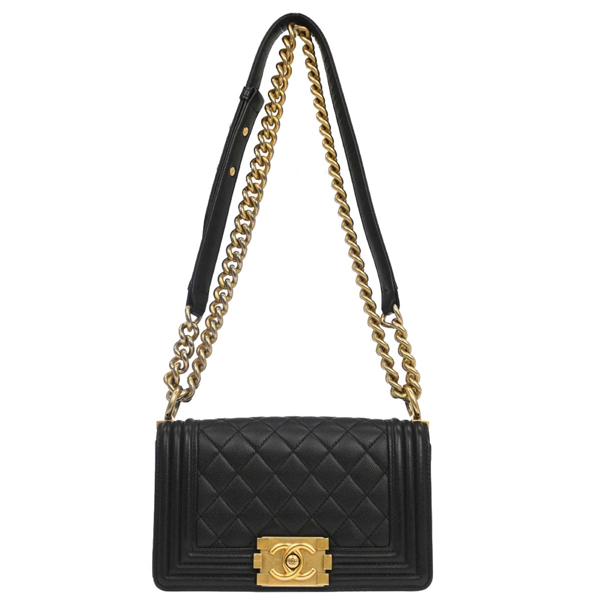 Boy Chanel 2018-2019 Black Caviar Skin Small Chain Shoulder Bag
