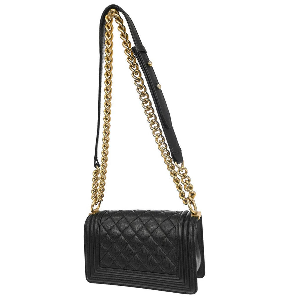 Boy Chanel 2018-2019 Black Caviar Skin Small Chain Shoulder Bag