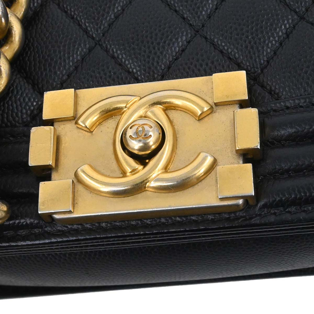 Boy Chanel 2018-2019 Black Caviar Skin Small Chain Shoulder Bag