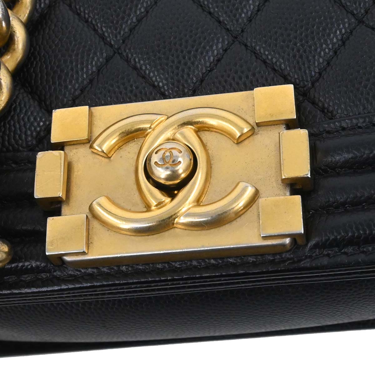 Boy Chanel 2018-2019 Black Caviar Skin Small Chain Shoulder Bag