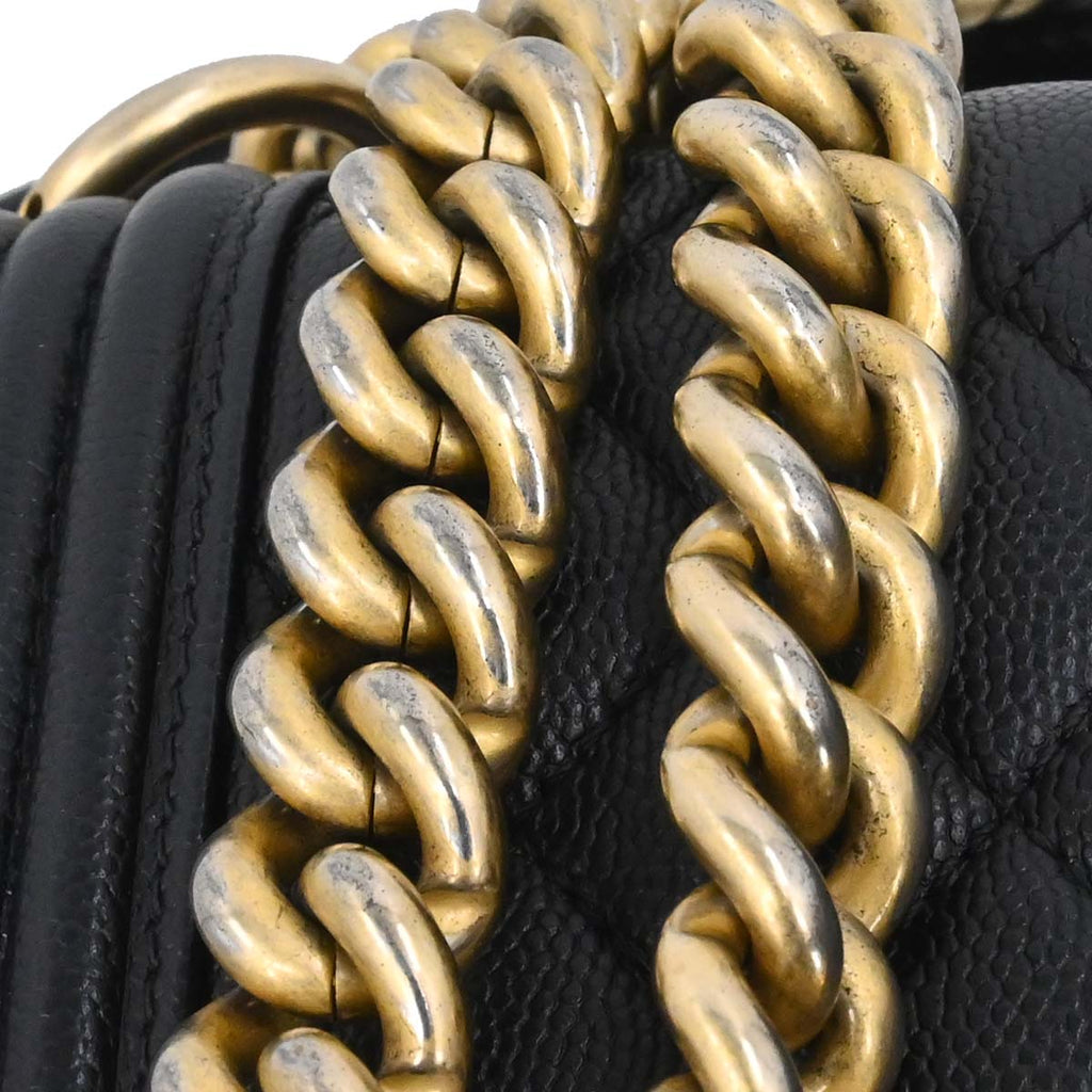 Boy Chanel 2018-2019 Black Caviar Skin Small Chain Shoulder Bag