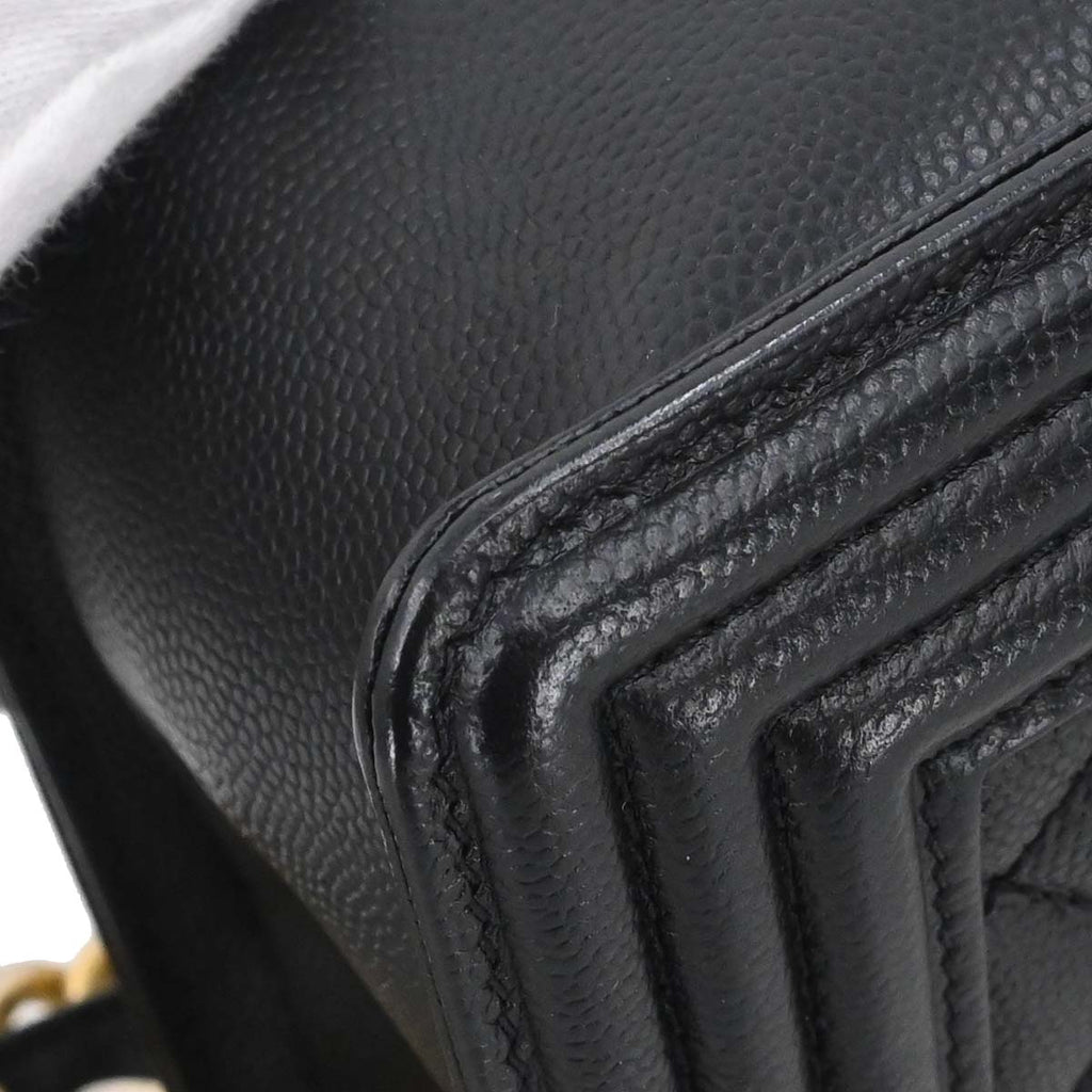 Boy Chanel 2018-2019 Black Caviar Skin Small Chain Shoulder Bag