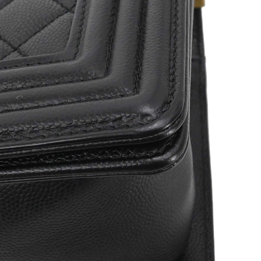 Boy Chanel 2018-2019 Black Caviar Skin Small Chain Shoulder Bag