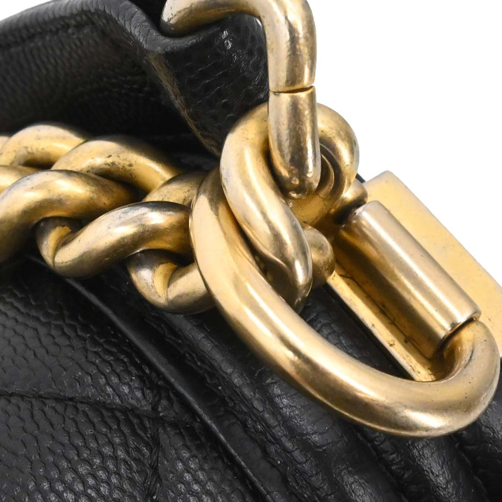 Boy Chanel 2018-2019 Black Caviar Skin Small Chain Shoulder Bag