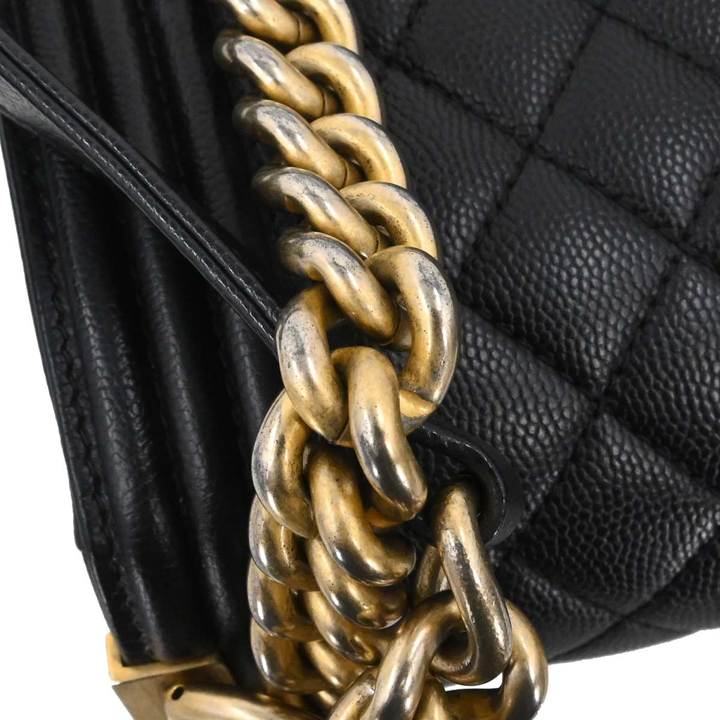 Boy Chanel 2018-2019 Black Caviar Skin Small Chain Shoulder Bag