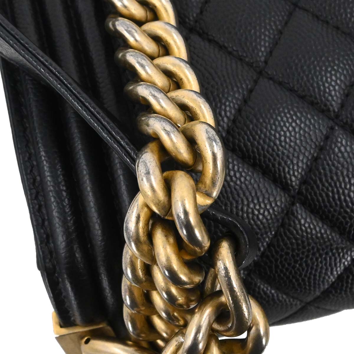 Boy Chanel 2018-2019 Black Caviar Skin Small Chain Shoulder Bag