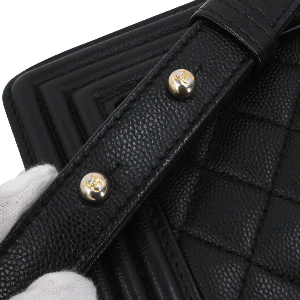 Boy Chanel 2018-2019 Black Caviar Skin Small Chain Shoulder Bag