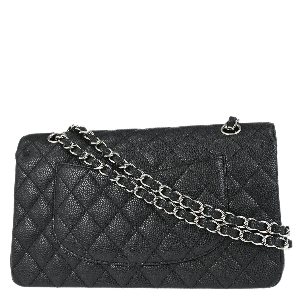Chanel 2010-2011 Black Caviar Skin Medium Classic Double Flap Shoulder Bag