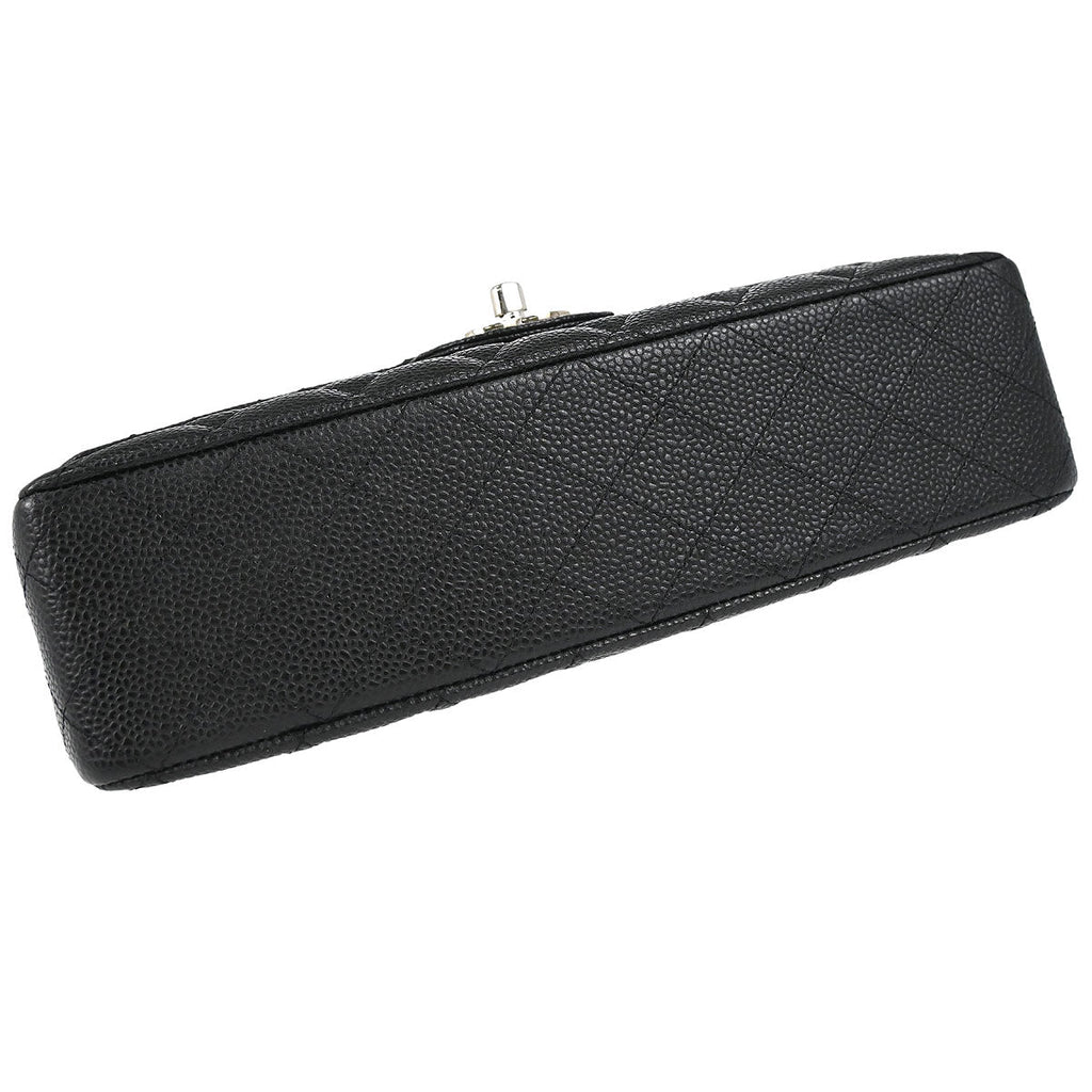 Chanel 2010-2011 Black Caviar Skin Medium Classic Double Flap Shoulder Bag