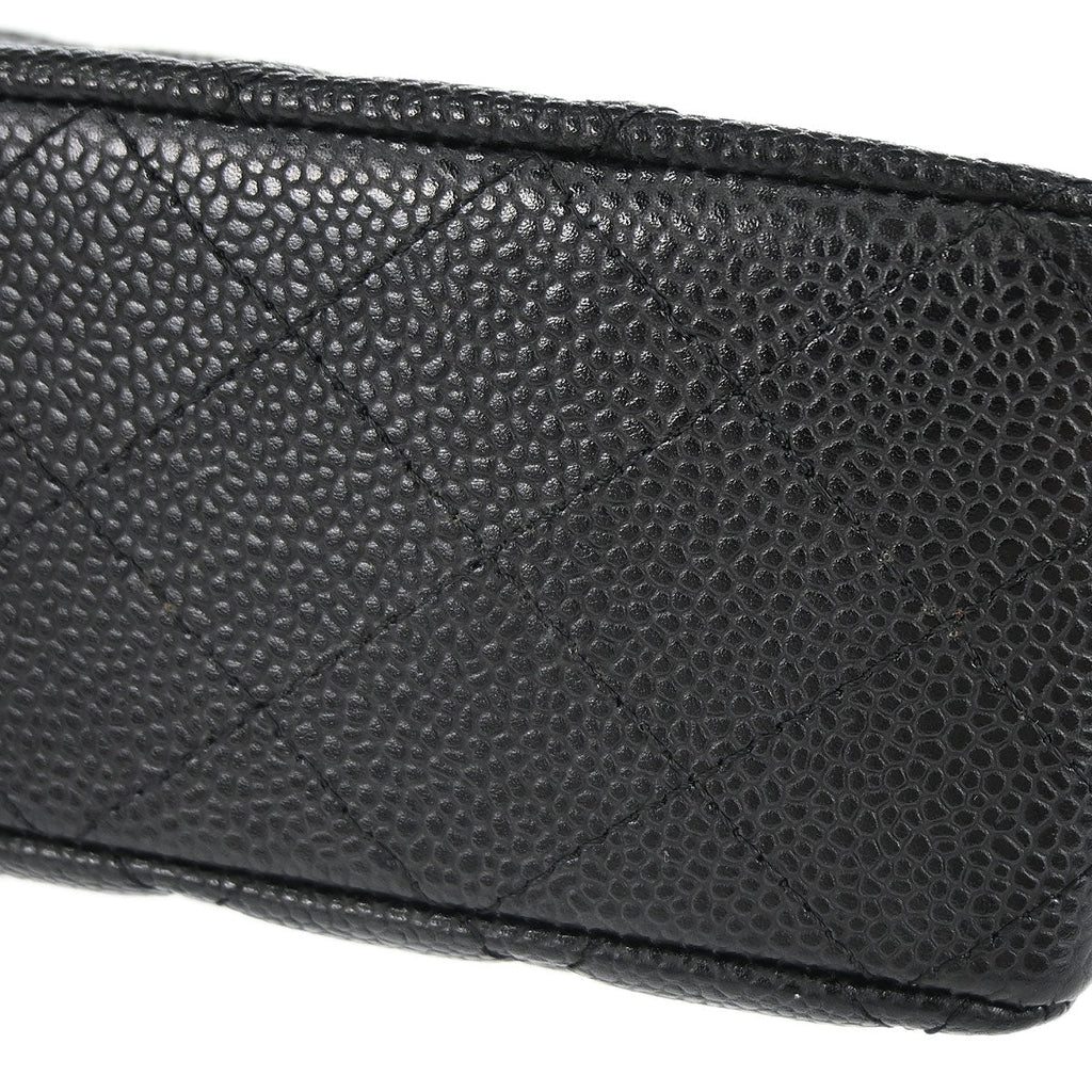 Chanel 2010-2011 Black Caviar Skin Medium Classic Double Flap Shoulder Bag