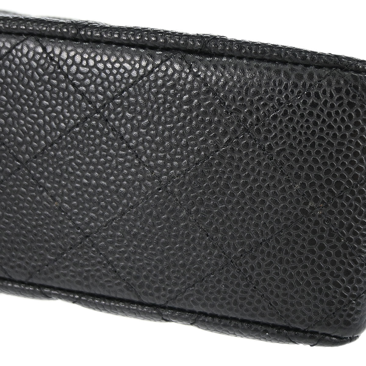 Chanel 2010-2011 Black Caviar Skin Medium Classic Double Flap Shoulder Bag