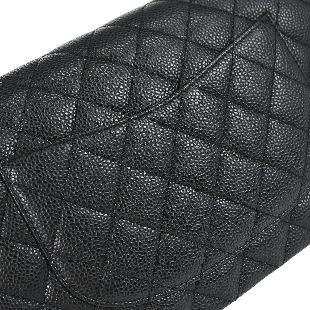 Chanel 2010-2011 Black Caviar Skin Medium Classic Double Flap Shoulder Bag