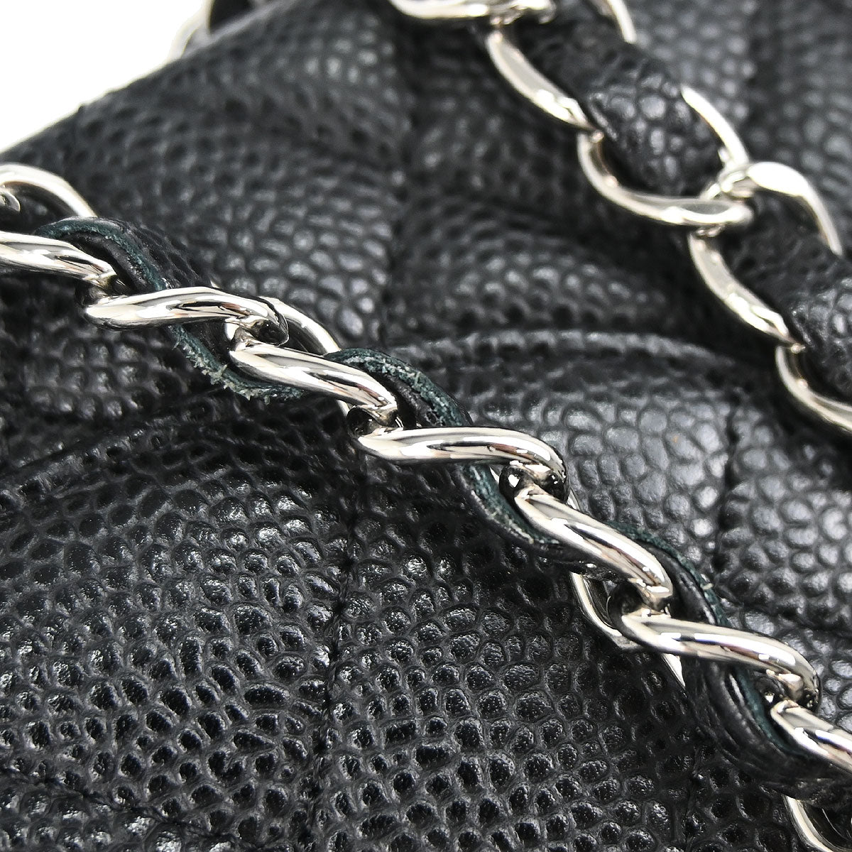 Chanel 2010-2011 Black Caviar Skin Medium Classic Double Flap Shoulder Bag