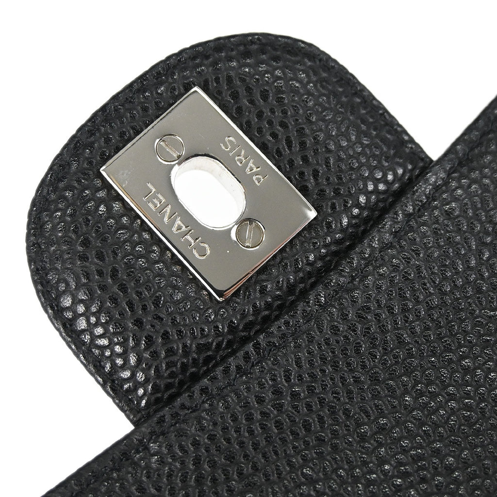 Chanel 2010-2011 Black Caviar Skin Medium Classic Double Flap Shoulder Bag