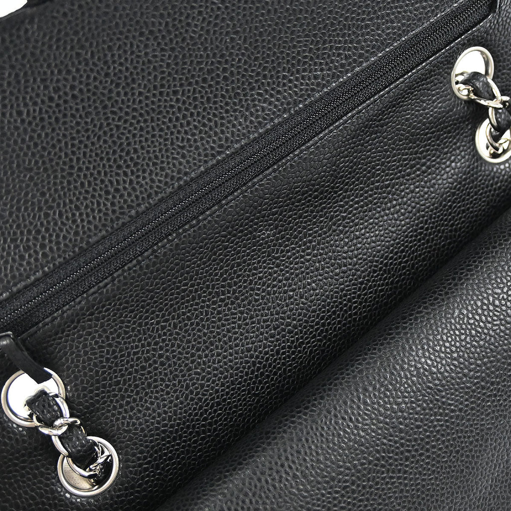 Chanel 2010-2011 Black Caviar Skin Medium Classic Double Flap Shoulder Bag