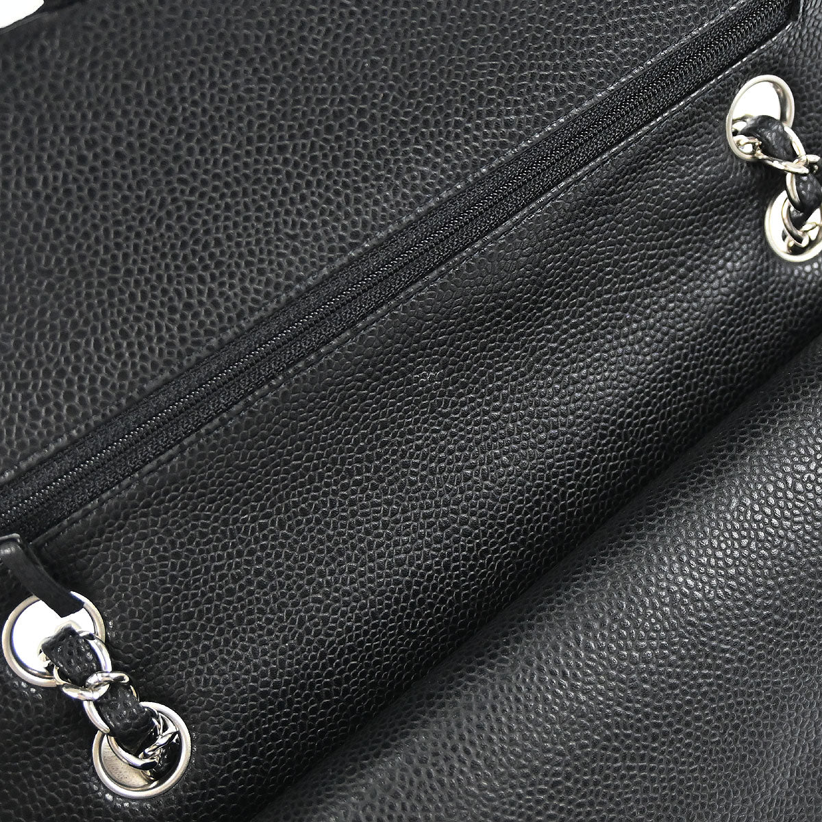 Chanel 2010-2011 Black Caviar Skin Medium Classic Double Flap Shoulder Bag