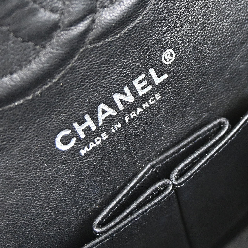 Chanel 2010-2011 Black Caviar Skin Medium Classic Double Flap Shoulder Bag