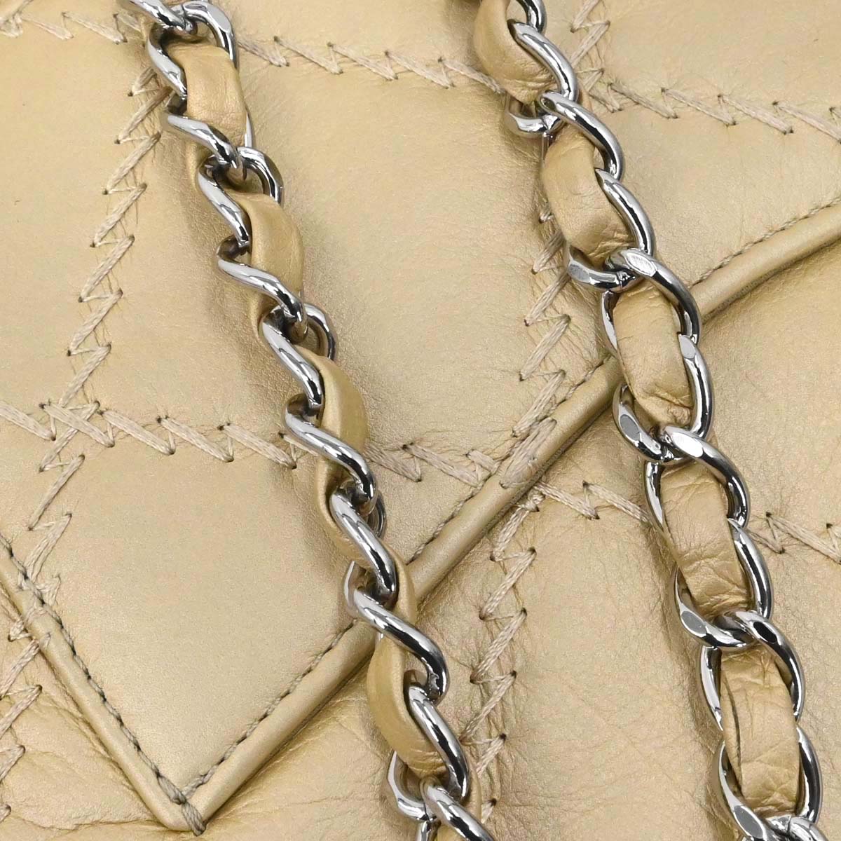 Chanel 2011 Gold Lambskin Ultra Stitch Flap Bag Shoulder Bag