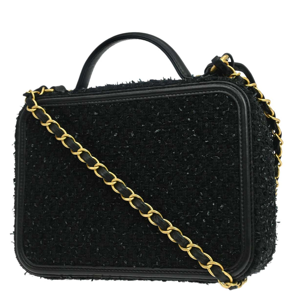 Chanel 2019 Black Tweed CC Filigree 2way Shoulder Vanity Handbag