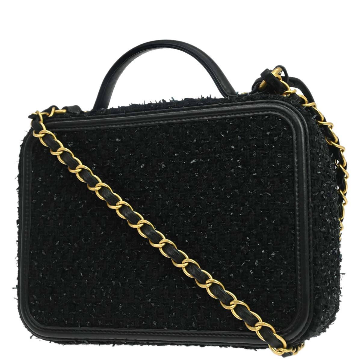 Chanel 2019 Black Tweed CC Filigree 2way Shoulder Vanity Handbag