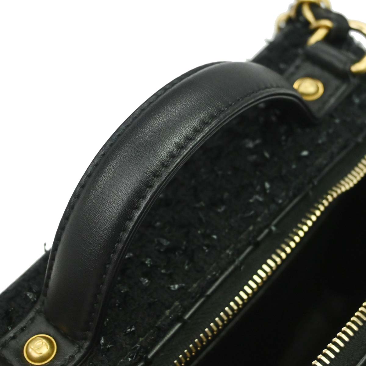 Chanel 2019 Black Tweed CC Filigree 2way Shoulder Vanity Handbag