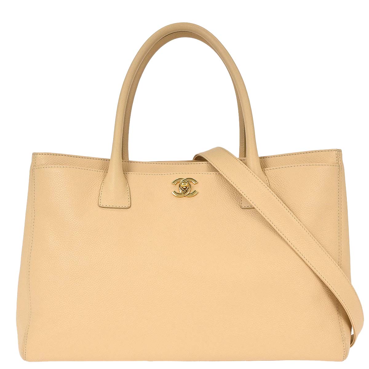 Chanel 2010-2011 Beige Calfskin Cerf Executive 2way Shoulder Tote Bag