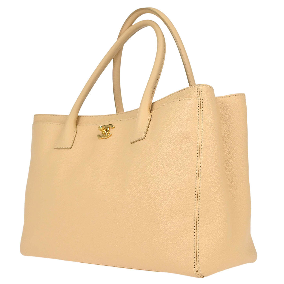 Chanel 2010-2011 Beige Calfskin Cerf Executive 2way Shoulder Tote Bag