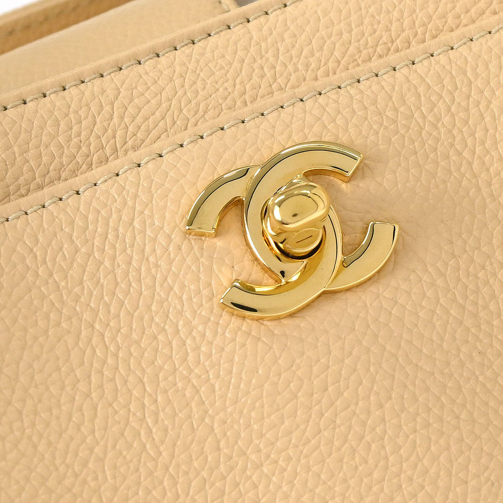 Chanel 2010-2011 Beige Calfskin Cerf Executive 2way Shoulder Tote Bag