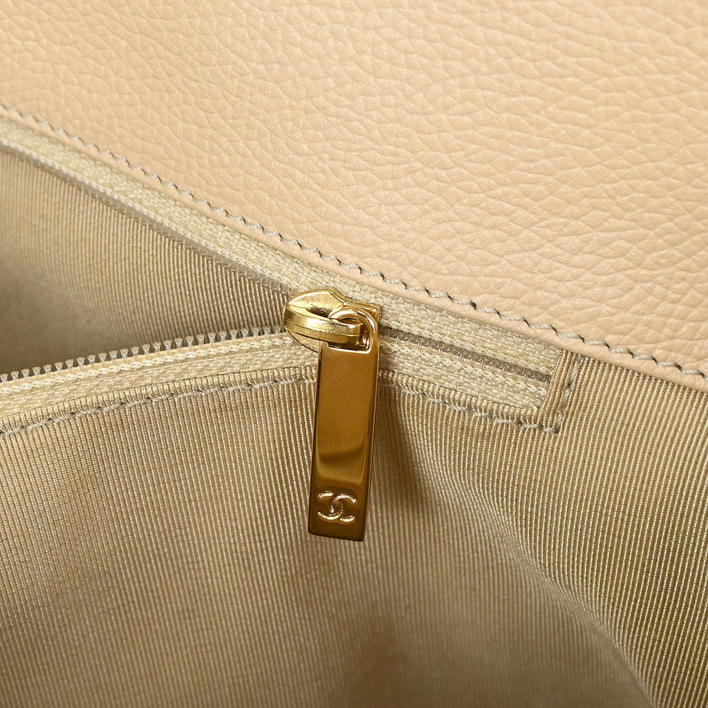 Chanel 2010-2011 Beige Calfskin Cerf Executive 2way Shoulder Tote Bag