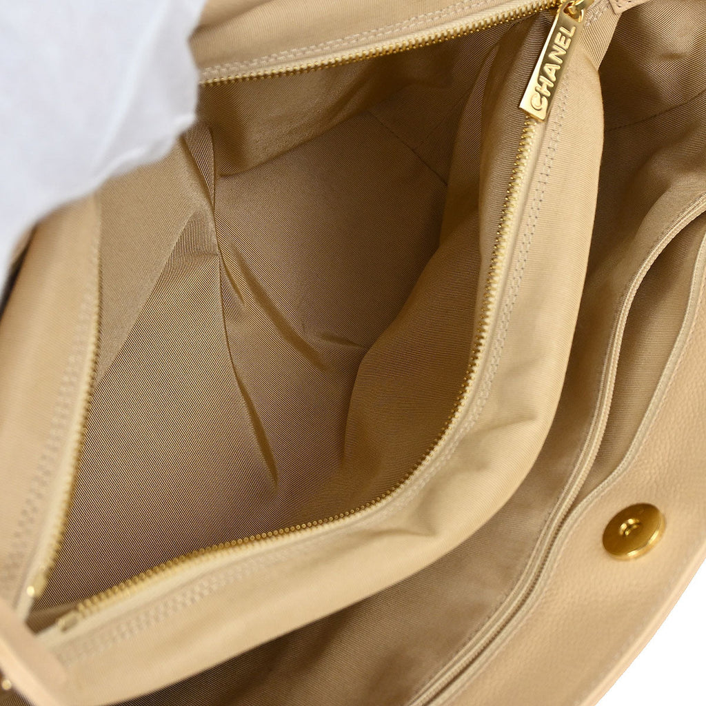 Chanel 2010-2011 Beige Calfskin Cerf Executive 2way Shoulder Tote Bag