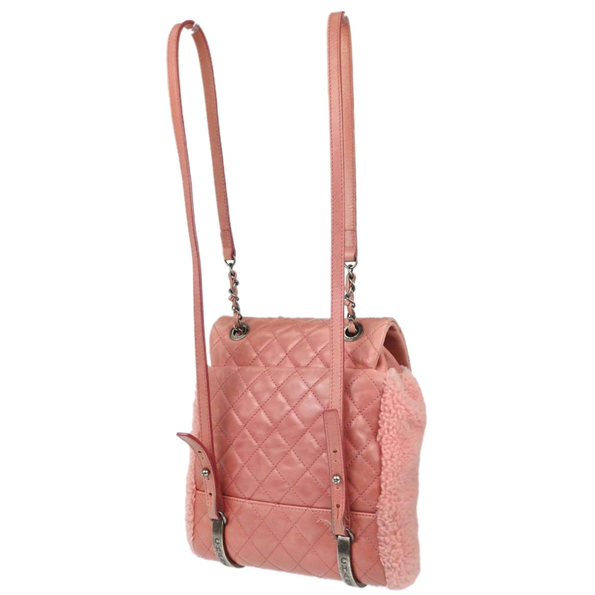 Chanel 2015-2016 Pink Calfskin Shearling Paris-Salzburg Mountain Backpack