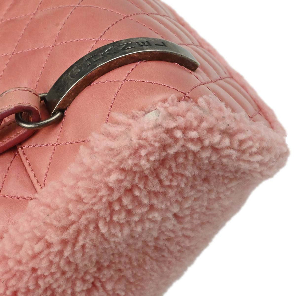 Chanel 2015-2016 Pink Calfskin Shearling Paris-Salzburg Mountain Backpack