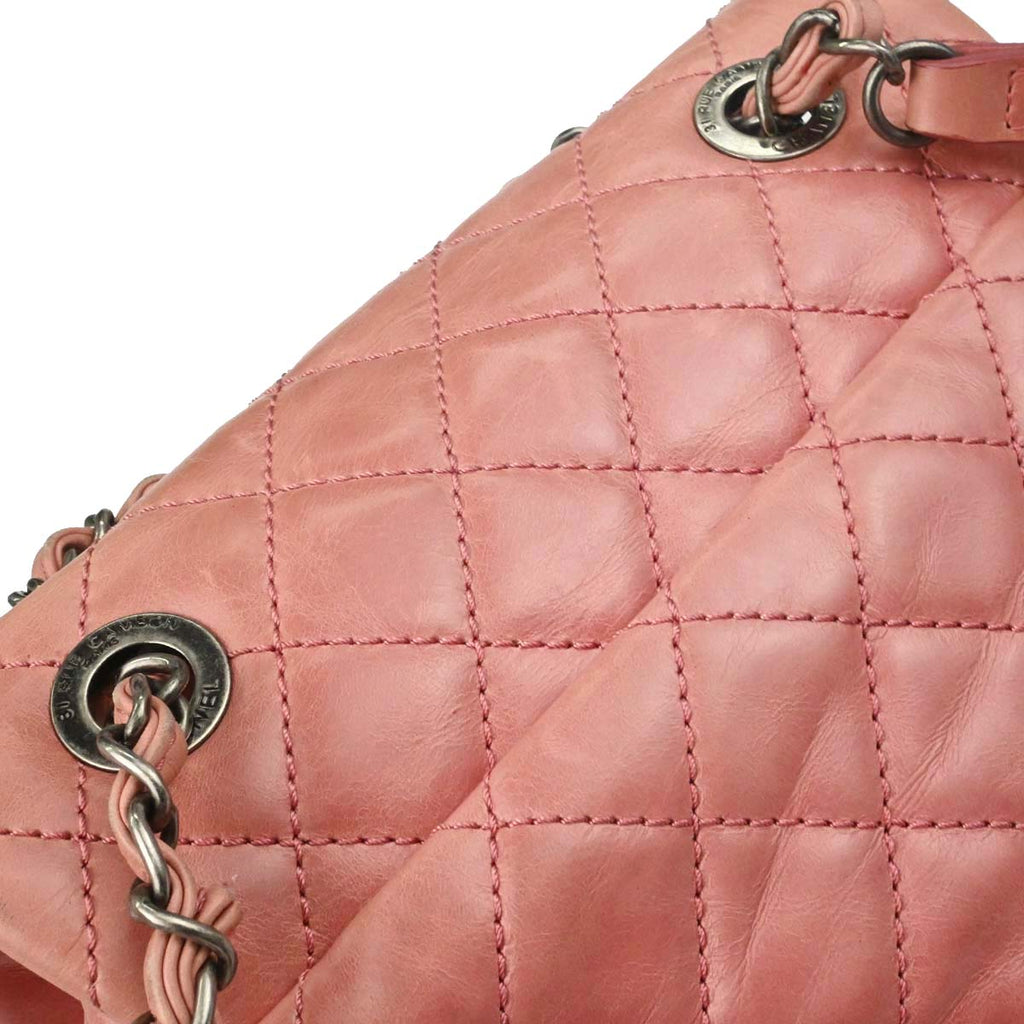 Chanel 2015-2016 Pink Calfskin Shearling Paris-Salzburg Mountain Backpack