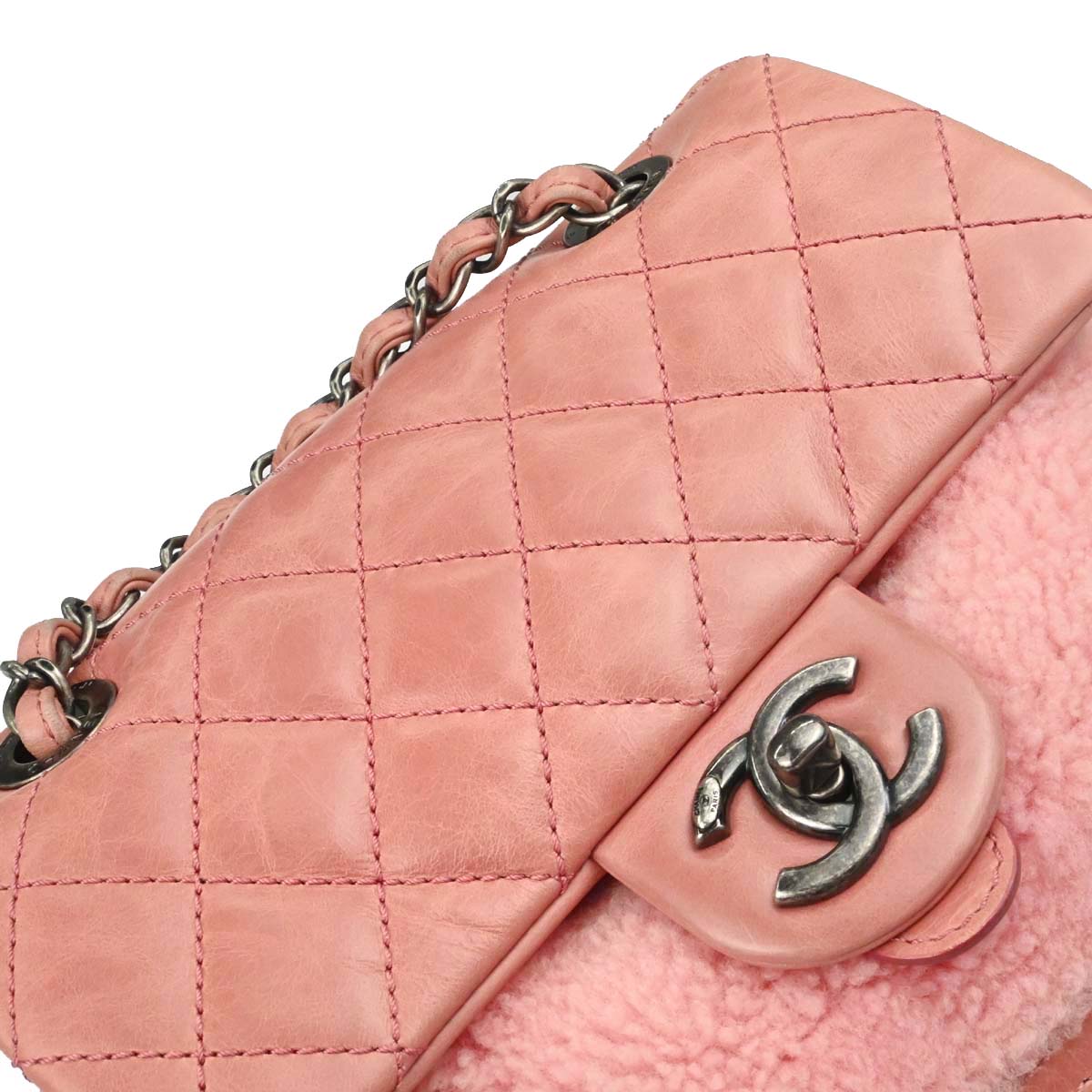 Chanel 2015-2016 Pink Calfskin Shearling Paris-Salzburg Mountain Backpack