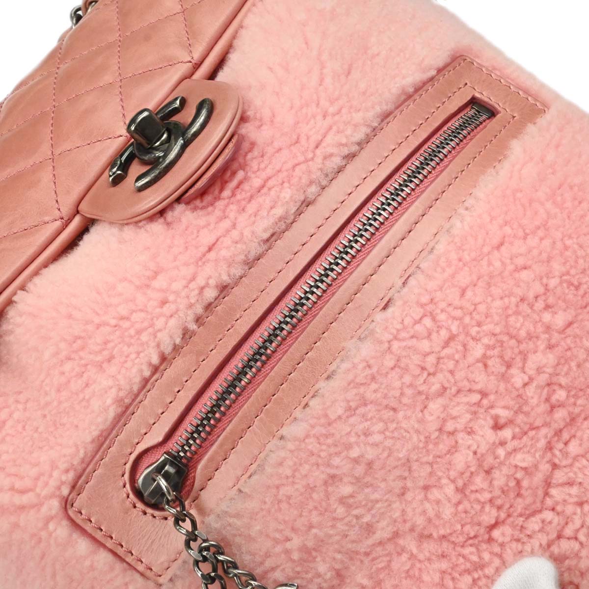 Chanel 2015-2016 Pink Calfskin Shearling Paris-Salzburg Mountain Backpack