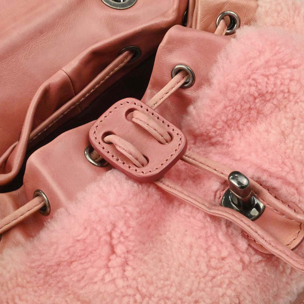 Chanel 2015-2016 Pink Calfskin Shearling Paris-Salzburg Mountain Backpack
