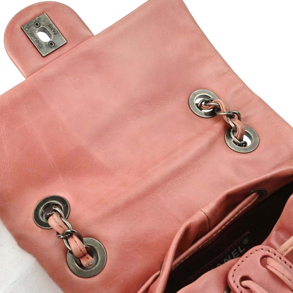 Chanel 2015-2016 Pink Calfskin Shearling Paris-Salzburg Mountain Backpack