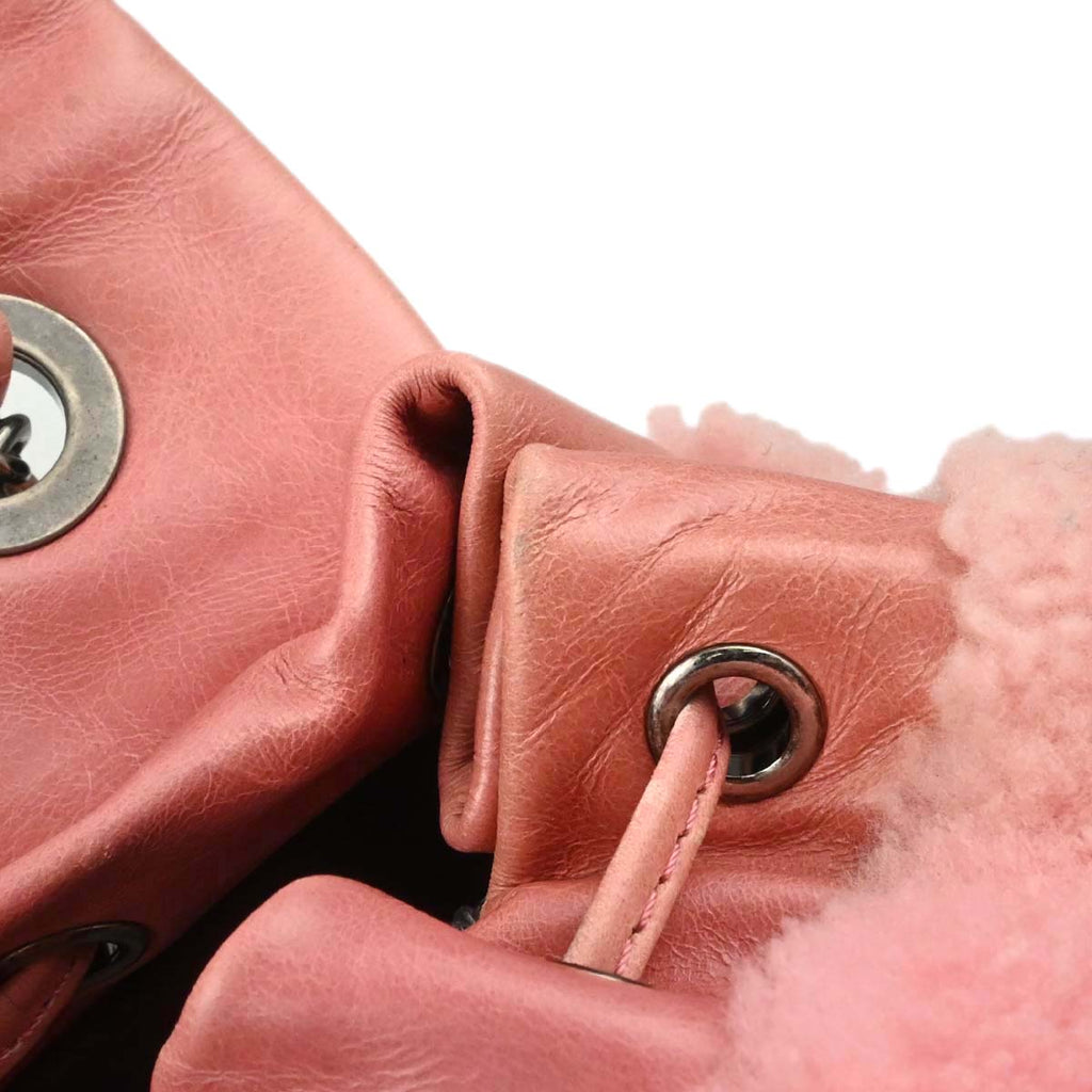 Chanel 2015-2016 Pink Calfskin Shearling Paris-Salzburg Mountain Backpack